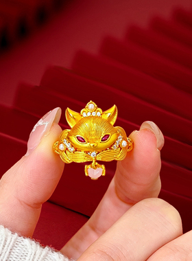 沙金镶钻蝴蝶结开口结婚戒指女