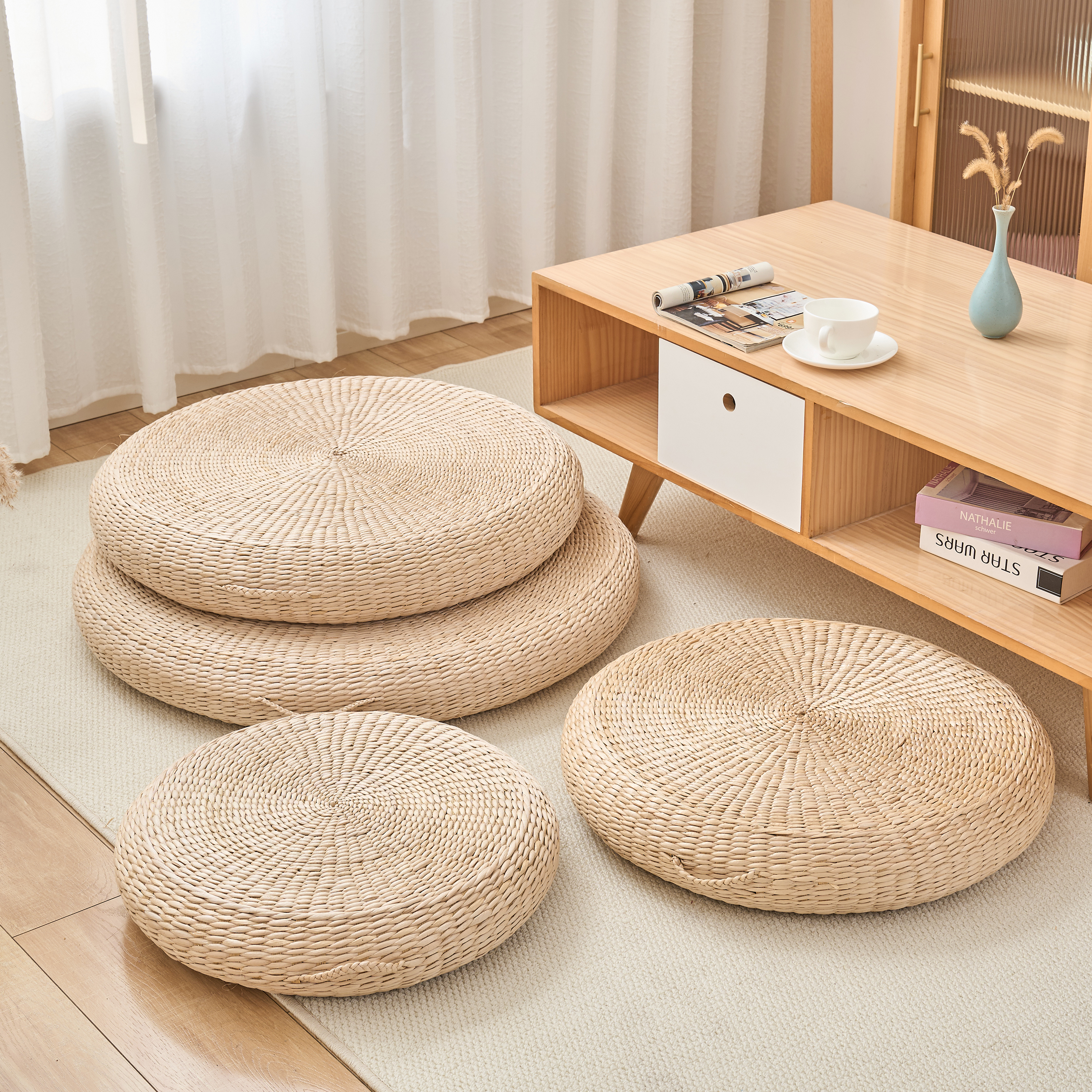 家用客厅大草蒲团坐垫地上坐墩榻榻米打坐禅修专用垫懒人跪拜垫