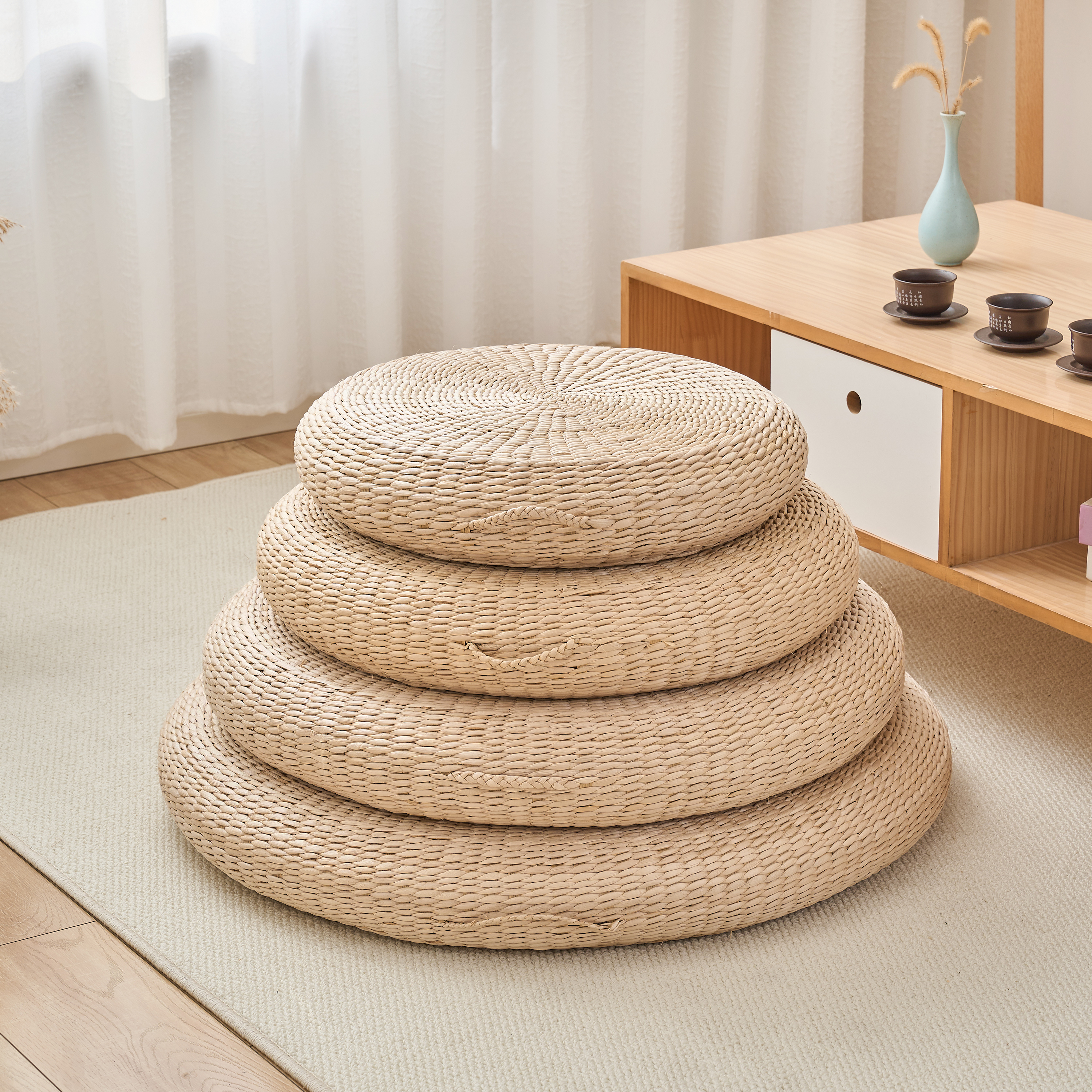 客厅大草蒲团坐垫地上坐墩榻榻米打坐禅修专用垫懒人跪拜蒲草家用