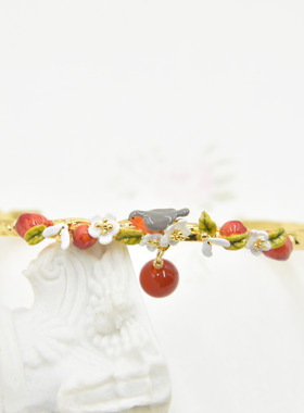 法国手工珐琅 果色物语系列 知更鸟 渐变红苹果  手镯