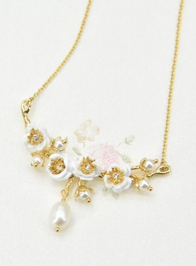 手工珐琅永恒白玫瑰项链