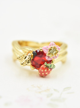 法国手工珐琅四季浆果草莓手镯