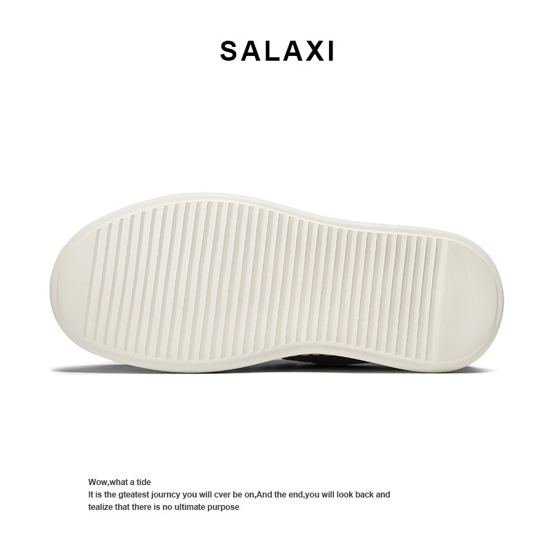 Salaxi/莎莱茜轻奢大胖丁男鞋秋冬新款牛皮休闲鞋增高厚底板鞋 - 图1