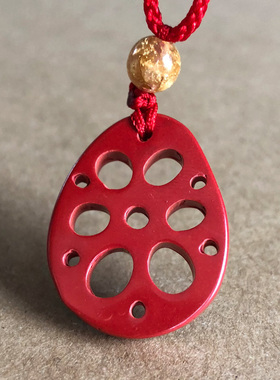 原矿帝王红朱砂莲藕片挂件男女个性佳偶天成情侣互送吊坠剑财情丝