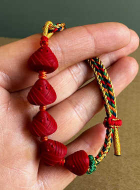 中国红朱砂粽子端午节五彩绳手链男女情侣手绳手工编宝宝儿童礼物