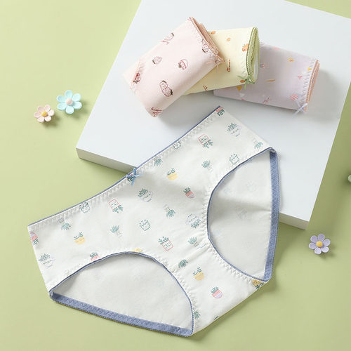 芬腾可安7A抗菌全棉档内裤少女学生印花女士短裤女内衣纯棉三角裤 - 图1