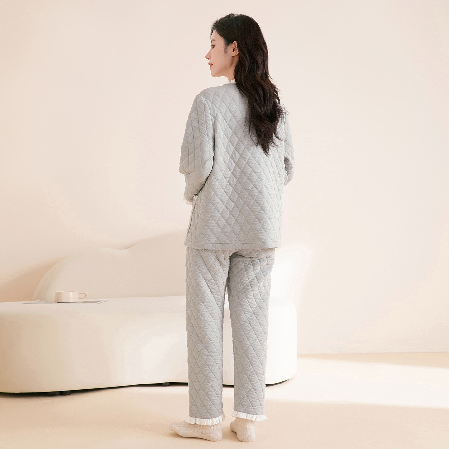 芬腾可安睡衣女秋冬空气棉长袖长裤套装可外穿针织夹棉家居服棉袄,淘宝优惠券,粉丝福利购,淘宝优惠卷