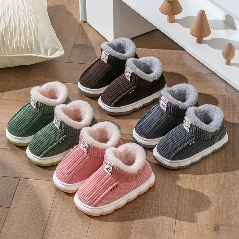 冬季儿童棉拖鞋室内包跟居家用防滑男童女童大童保暖亲子外穿可爱 - 图2