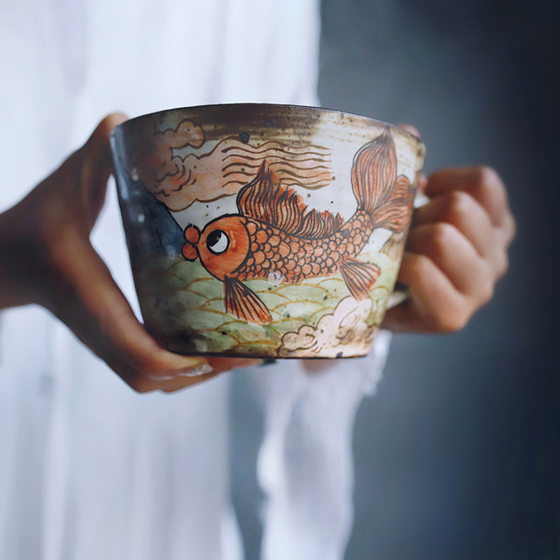 泽滕家景德镇婉钦设计师粗陶瓷原创小众手工绘作咖啡喝水马克杯子,淘宝优惠券,粉丝福利购,淘宝优惠卷