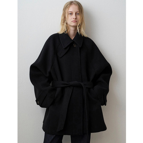 【FP人生大衣】韩国东大门FP复古立领绑带中长羊毛毛呢大衣外套 - 图2