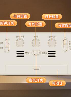 简约数字闹钟学生儿童床头电子闹表夜光背光静音桌面时钟电池款