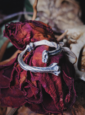 复古做旧肋骨纯银戒指