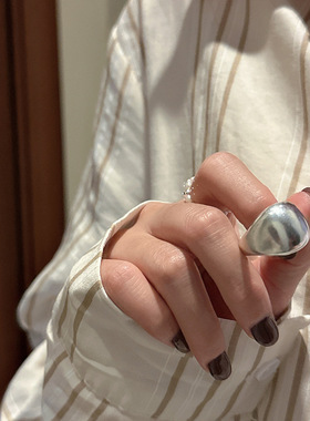 S925纯银韩版磨砂古法基础款包包戒指质感重工韩系博主指环批发