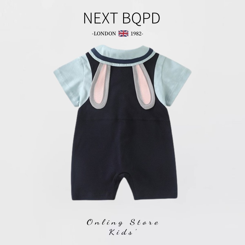 NEXTBQPD婴儿兔子警官连体衣夏季女宝宝小月龄卡通外出服薄款爬服 - 图1