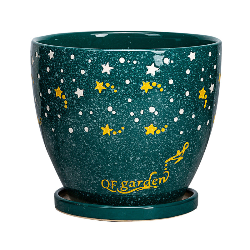 创意加厚陶瓷花盆大码特大号带托盘盆栽多肉绿植吊兰个性阳台花盆,淘宝优惠券,粉丝福利购,淘宝优惠卷