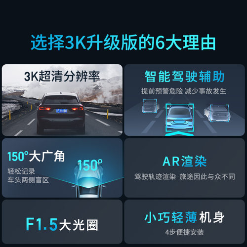 360行车记录仪超高清夜视免走线停车监控电子狗2024新款官方旗舰-图1