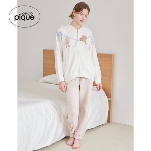 gelato pique26春夏新品女睡衣半边绒洗涤动物连帽开衫PWNT261118 - 图2