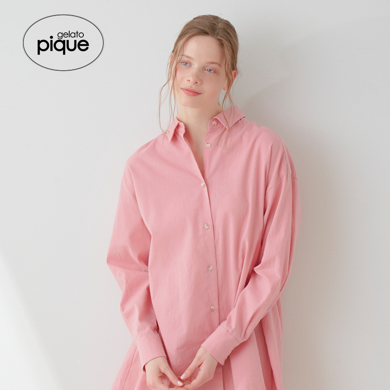 gelato pique春夏女睡衣纯色条纹落肩衬衫外穿PWFT242326 - 图3