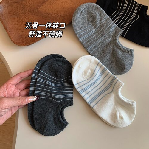袜子夏薄款女短袜女纯棉纱线2026新款爆款浅口隐形防滑不掉跟船袜 - 图1