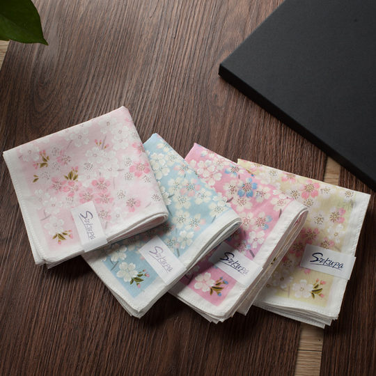 Damen-Sakura-Geschenkbox-Set, weiches Baumwolltaschentuch