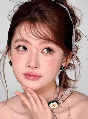 黑色滴釉爱心蝴蝶结耳钉女小巧可爱百搭耳环简约精致小众轻奢耳饰