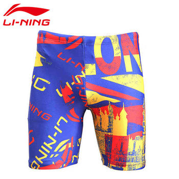 Off-code clearance Li-Ning swim trunks men's anti-embarrassing quick-brying boxer shorts swimsuit adult spring hot spring trunks looses swim trunks