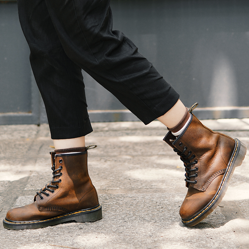 疯家定制  马丁靴男复古疯马皮机车棕色短靴女中古vintage鞋子,淘宝优惠券,粉丝福利购,淘宝优惠卷
