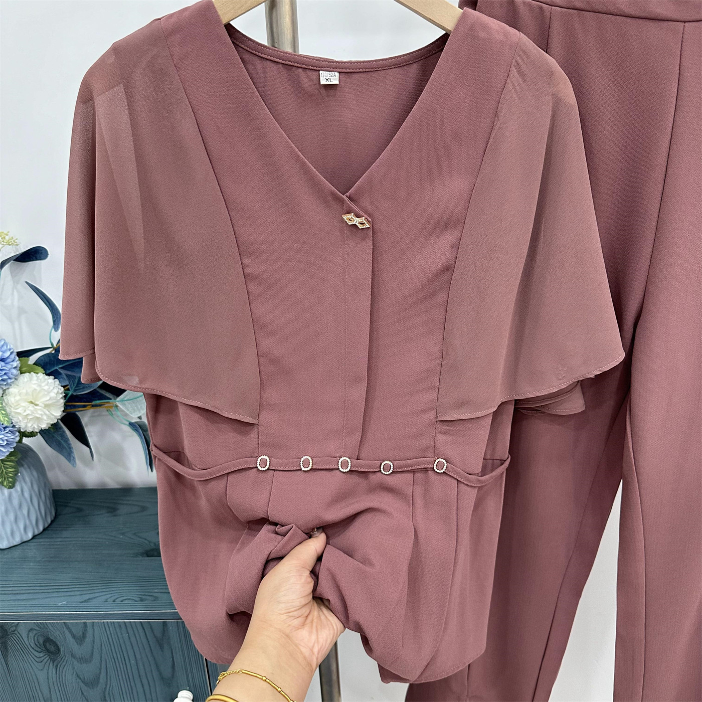 妈妈夏季套装2024新款中年人夏装短袖中年女装年轻高端洋气两件套