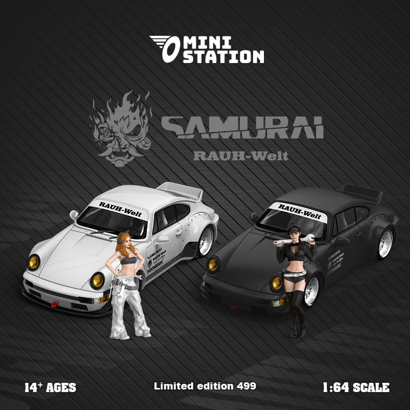 Mini Station1:64保时捷964 赛博朋克2077仿真合金汽车模型 摆件 - 图0