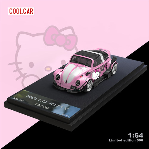 Cool Car1:64 甲壳虫集装箱kitty 仿真合金汽车模型 收藏摆件礼品 - 图1