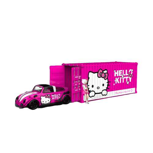 Cool Car1:64 甲壳虫集装箱kitty 仿真合金汽车模型 收藏摆件礼品 - 图3