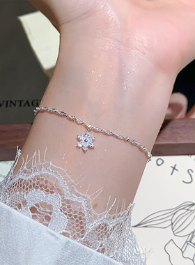 S925纯银闪钻花朵手链轻奢百搭