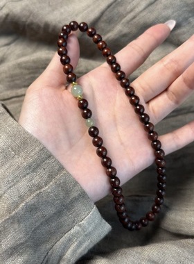 小叶紫檀手链女款新中式文玩招财手串女国风双层叠戴情侣甜美手饰