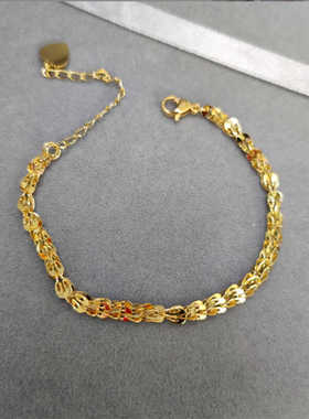 金色素链玖鸣铜镀金韩版925银女