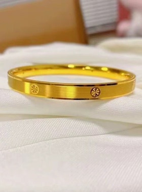 2026新款沙金饰品拉丝钻纹手镯女仿真黄金小众轻奢高级感镯子