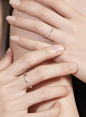 新款925银莫比乌斯环情侣戒指小众设计高级轻奢简约男女开口对戒