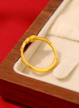 高级感有钱在手戒指沙金饰品铜钱币转运招财指环开口可调节