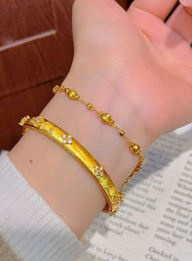 2025新款沙金手链闪耀蹦迪猫眼珠手链叠戴高级感沙金饰品