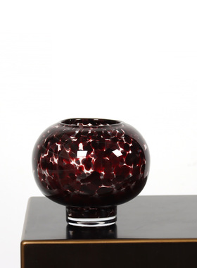 中古风玳瑁纹斑点玻璃花瓶摆件家居水培花器软装饰品绿色斑点