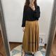 Two-color American style casual street style velvet long skirt