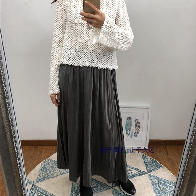 Two-color American style casual street style velvet long skirt