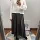 Two-color American style casual street style velvet long skirt