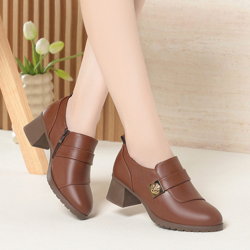 春秋款妈妈鞋软底舒适中年女鞋粗跟鞋子女款单鞋深口皮鞋一件,淘宝优惠券,粉丝福利购,淘宝优惠卷