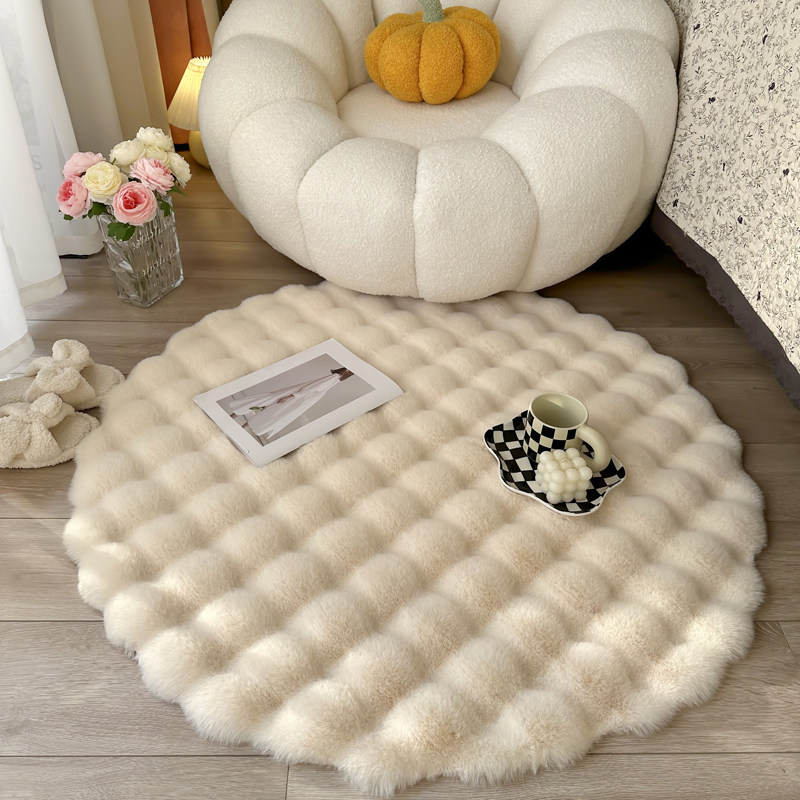 仿兔毛绒圆形地毯客厅沙发茶几毯卧室床边毯加厚泡泡绒毛毯地垫,淘宝优惠券,粉丝福利购,淘宝优惠卷