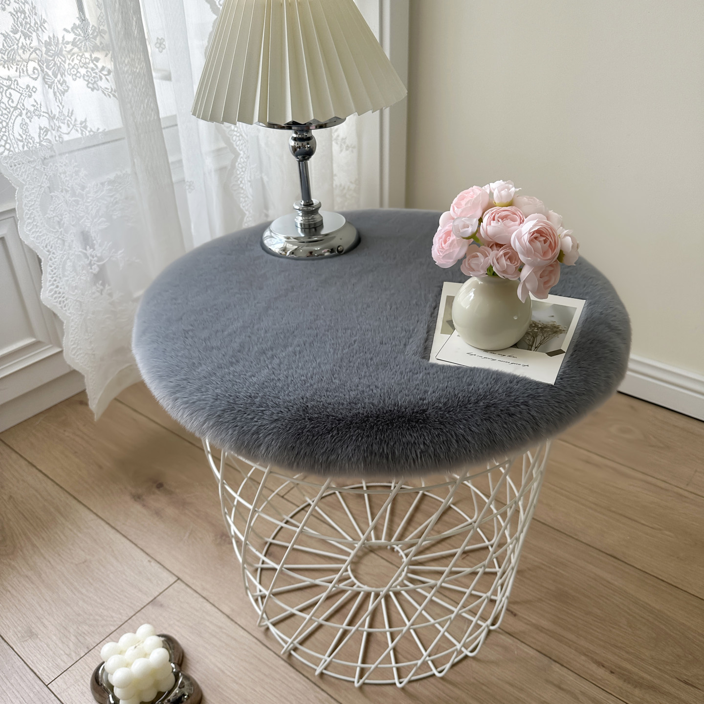 仿兔毛绒圆形桌布卧室地毯床头柜垫子书桌展示垫电视柜毛垫椅垫,淘宝优惠券,粉丝福利购,淘宝优惠卷