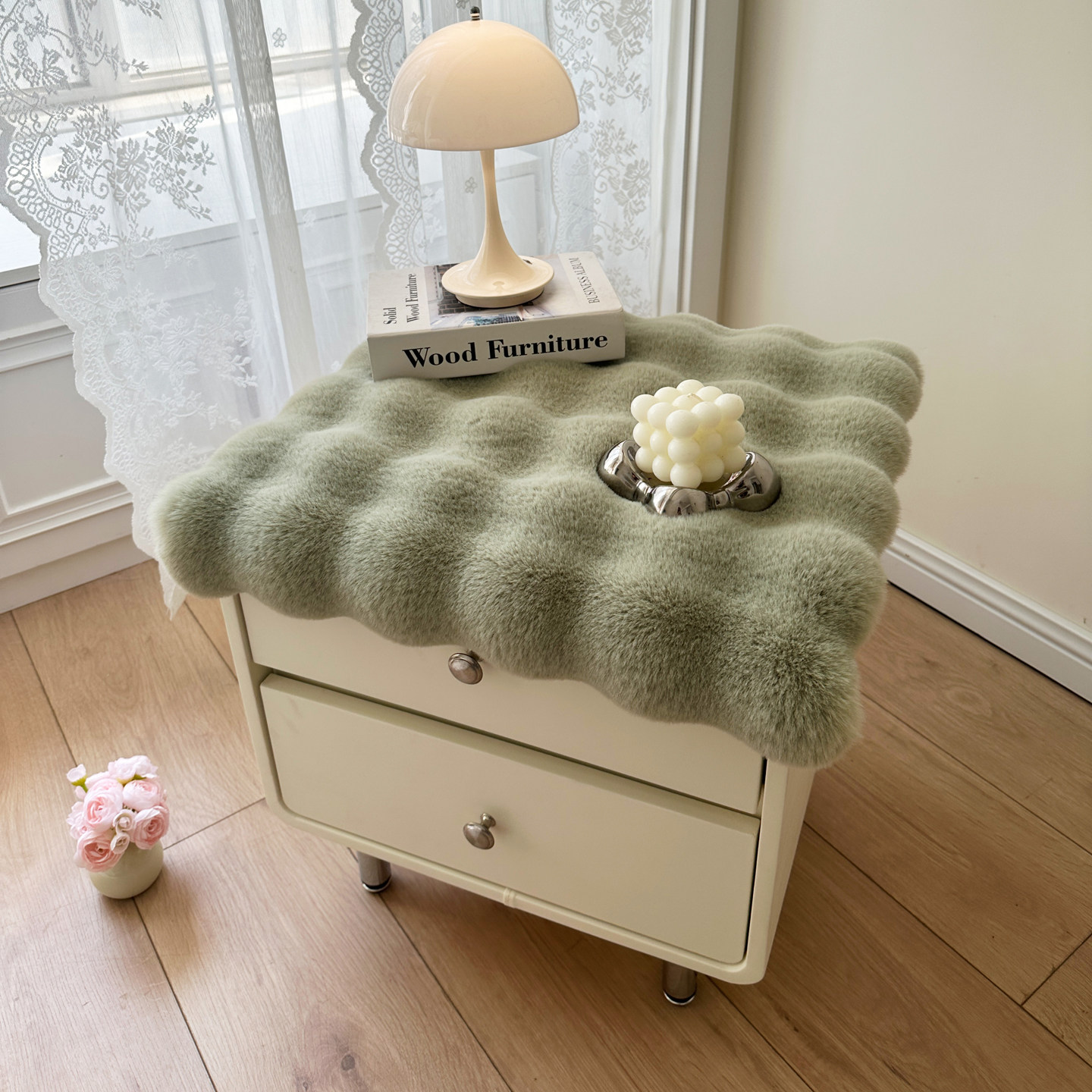 仿兔毛绒卧室床头柜垫子盖布餐桌椅垫书桌展台垫梳妆台电视柜毛毯,淘宝优惠券,粉丝福利购,淘宝优惠卷