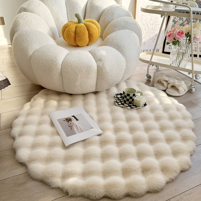 仿兔毛绒圆形地毯客厅沙发茶几毯卧室床边毯加厚泡泡绒毛毯地垫,淘宝优惠券,粉丝福利购,淘宝优惠卷