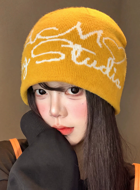 秋冬保暖显脸小堆堆帽女毛线帽子