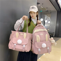 Mommy bag cute little bunny skewed satchel with mother and baby large capacity double shoulder bag light brief out of the backpack hands carry bag