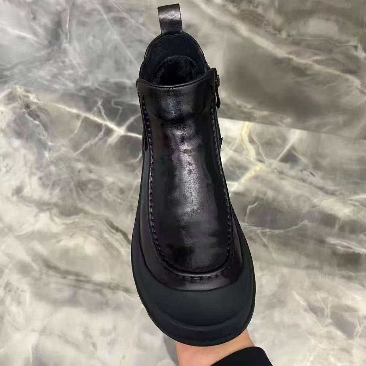 广州时尚轻奢真皮牛皮男士棉鞋秋冬季加绒保暖高帮休闲舒适男短靴,淘宝优惠券,粉丝福利购,淘宝优惠卷